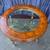 Round Wood Top w/ Gold Legs Side End Table 3 thumbnail