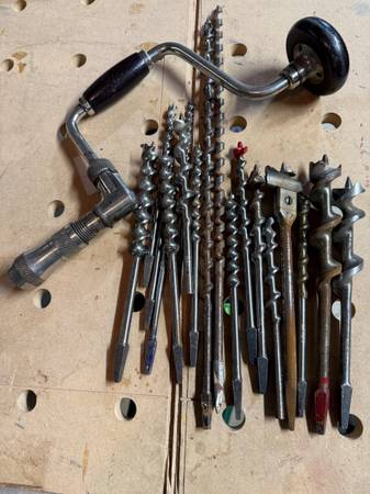 Vintage Hand Drill and collection of drill biys 1