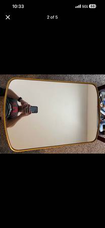 TEHOME Brushed Gold Rounded Medicine Cabinet with Mirror 1