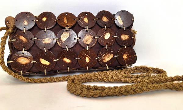 Handmade Coconut Shell Macrame Crossbody Bag from the Philippines 1