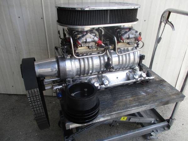 POLISHED B&M 250 BBC MEGA BLOWER WITH QUICK FUEL 650 CARBS 1