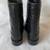 CHANEL Black Camellia Embroidered Cuffed Mid Calf Boots 3 thumbnail