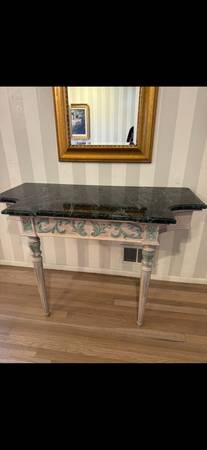 Green marble top dainty wall mounted console 1