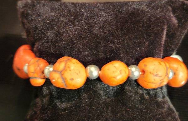 Paparazzi Orange You Glad You Met Me Silver Tone Expandable Bracelet 1