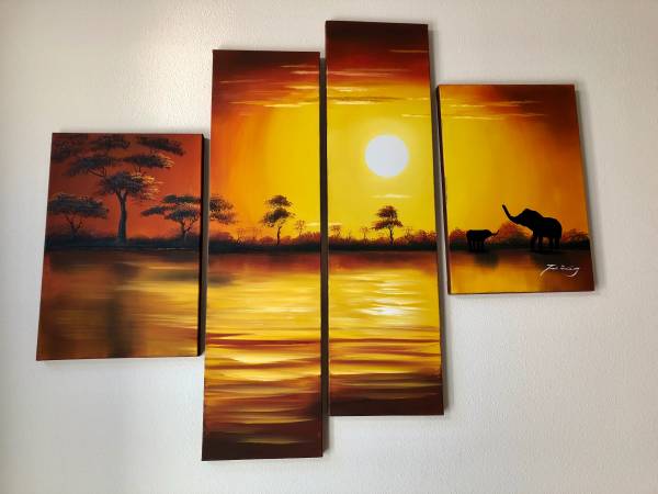 “African Sunset” 4-piece Canvas Wall Art 1