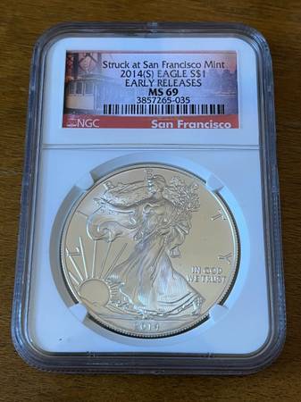 2014-S Eagle Silver Coin NGC Graded 1