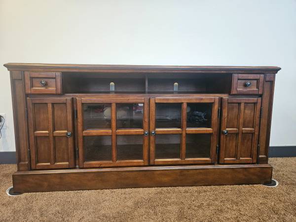 Wooden TV Stand with glass doors 1