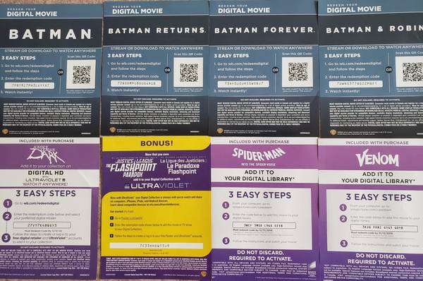 Digital Movie Codes Fandango@home, Movies Anywhere, Google Play, Itune 1