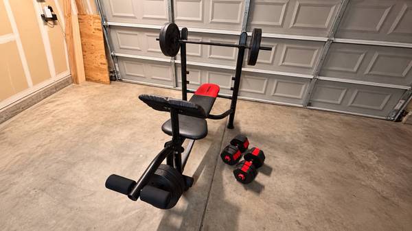 Weider Pro Standard Weight Bench + Weights + Dumbells 1