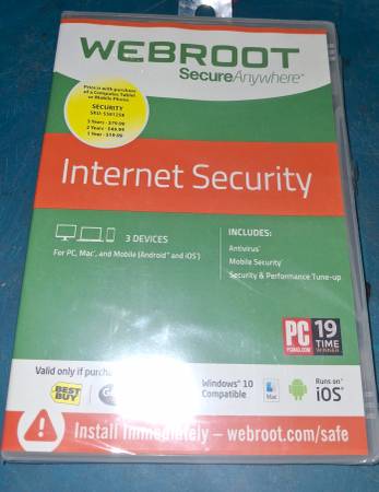 Anti-virus Webroot, etc win 10,  ios, phones 1