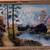Vintage Hand Painted Oil Painting - Trees and Mountains, Gold frame 1 thumbnail