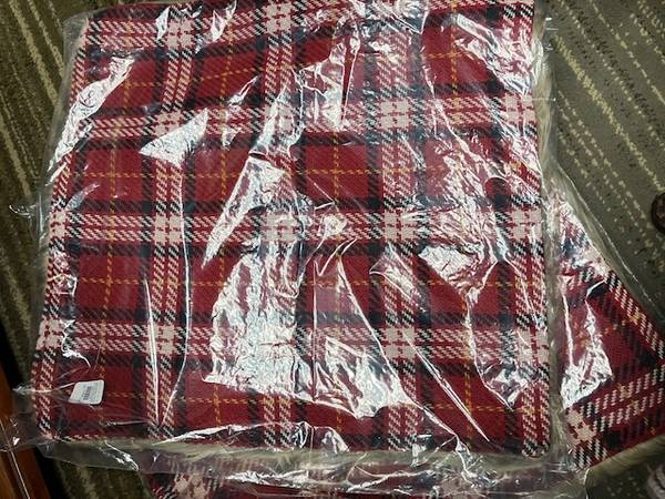 Pottery Barn Pillow Covers Reversible Plaid and Faux Fur Set 65893 1