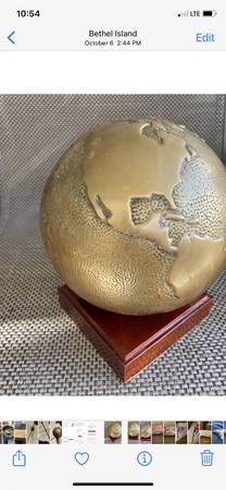 Antique World Globe -Heavy Brass 1