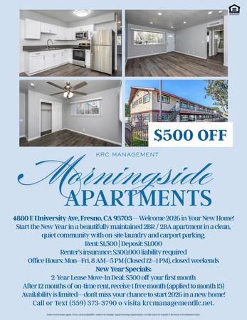 Now Leasing 2BR/2BA Morningside Apartments 1