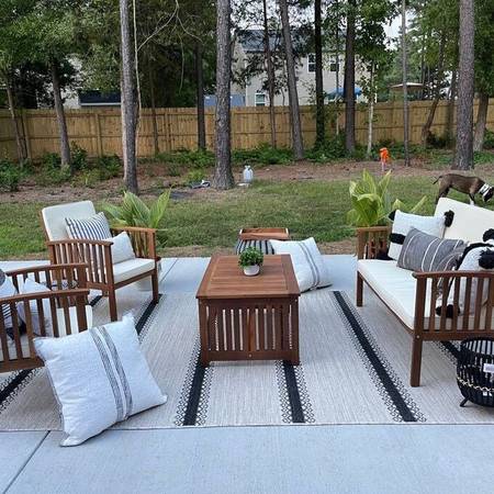Outdoor patio wood 4 piece conversation set new 1