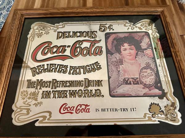 Vintage Framed Coca Cola Mirror - collectibles - by owner