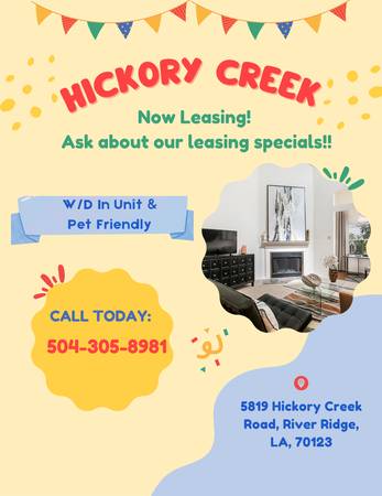 $1,265 / 1br - 896ft2 - Don't Miss Out On These Leasing Specials @ Hickory Creek!😊 (River Ridge)63903651713155120