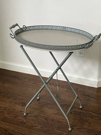 Blue/Grey Folding Serving Tray Table - $50 (arvada)63471176261121120