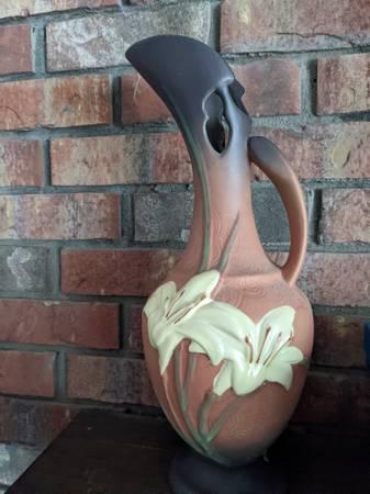 Decorative floral pottery pitcher or vase MCM like 1