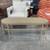Eirene Modern Glam Upholstered Oval Entry Bench Taupe & Gold 1 thumbnail