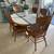 Oak kitchen/dining room table with antique white painted top, 6 chairs 2 thumbnail