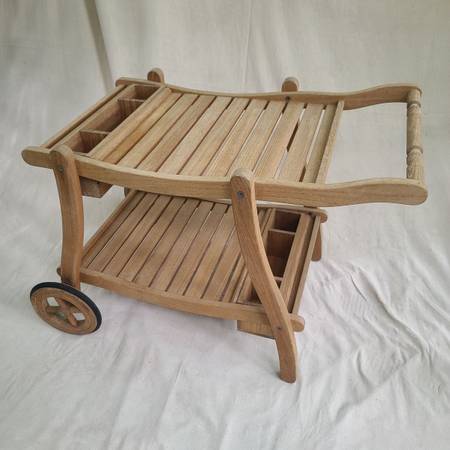 Solid Teak Outdoor Bar Cart / Serving cart by Alexander Rose 1