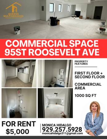 $5,000 COMMERCIAL SPACE FOR RENT 95ST ROOSEVELT AVE63854289636993120