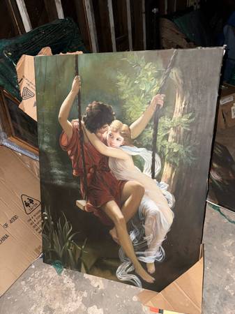 Assorted paintings and large frames 1