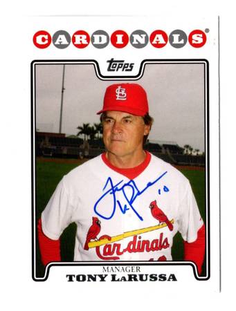 2008 Topps Tony LaRussa AUTO Signed Card #285 St. Louis Cardinals HOF 1