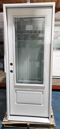 New 32" 3/4 Deco Glass RH Inswing Fiberglass Exterior Entry Door 1