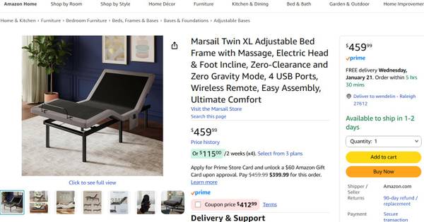 just 170! New in Box: Electronic Adjustable bed with wireless remote 1