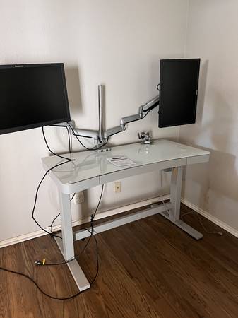 Dual Monitors + Arm + Standing Desk 1