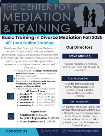 Fall 2025 Basic Training in Divorce Mediation 1