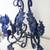Vintage Blue Metal Toleware Large Outdoor Candelabra Patio Porch Decor 7 thumbnail