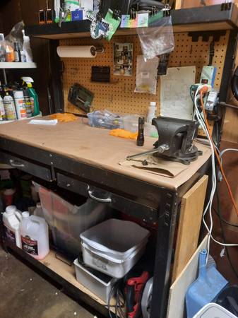 Sturdy 2x4 workbench with drawers and shelf. 80 bucks 1