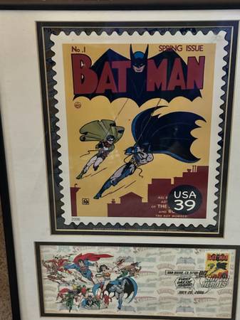 A Batman DC Comics-USPS matted Stamp & Picture in glass frame 1