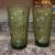 4 Anchor Hocking Lido Milano Crinkle Glass Tumblers Green Olive 5.5" 2 thumbnail
