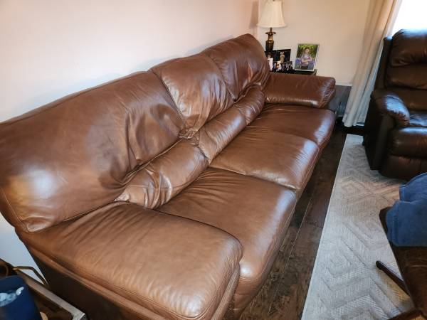 All-leather sofa, loveseat, and recliner 1