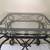 Vintage wrought iron side end coffee table with glass top 2 thumbnail