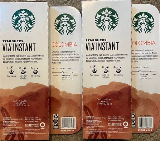 52pcs Starbucks VIA Instant Coffee Colombia 100% Arabica Beans Medium 1