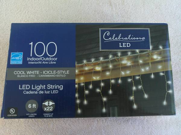 LED 100 LIGHT STRING - COOL WHITE ICICLE STYLE 1