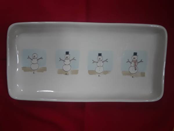 Rae Dunn Holiday Serving Platter " How to Build a Snowman" 1