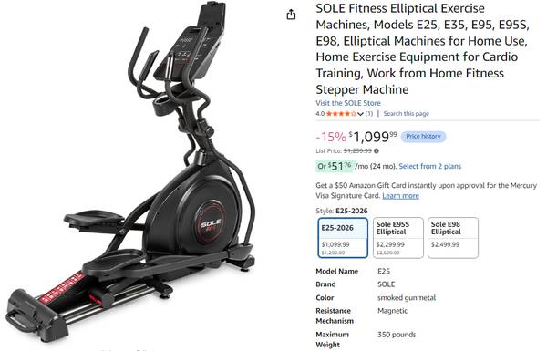 Sole E25 Exercise Machine 1