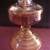 VINTAGE Amber Pressed Glass Oil Lamp w/ Decorative Base 2 thumbnail