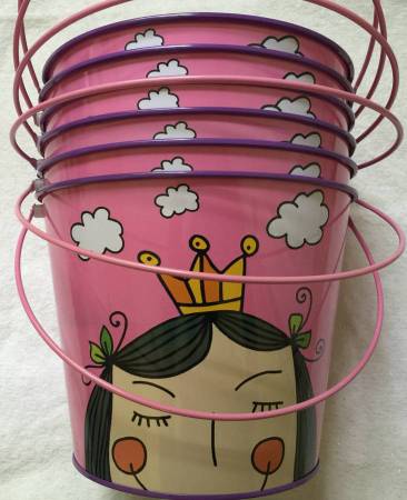 6 Princess Metal Pails - Great for Easter or Birthday Party favors 1