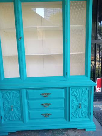Beautiful turquoise antique china cabinet 1