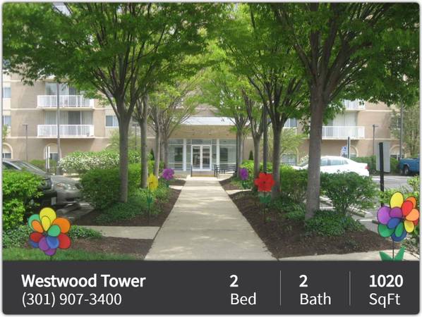 $2,470 / 2br - 1020ft2 - Just what you're looking for! 2 Bed / 2 Bath. Come and see! (Bethesda - Westwood Tower)63958907791106121