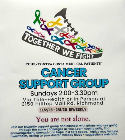 New small cancer support/therapy group for CCHP/CCC Medi-Cal patients 1