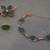 Vintage Bracelet, Earrings, & Pin Set - Gold-plated, Green Gem Stones 1 thumbnail