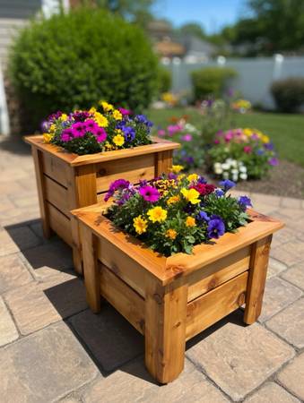 Beautiful hand crafted Cedar Planter 1